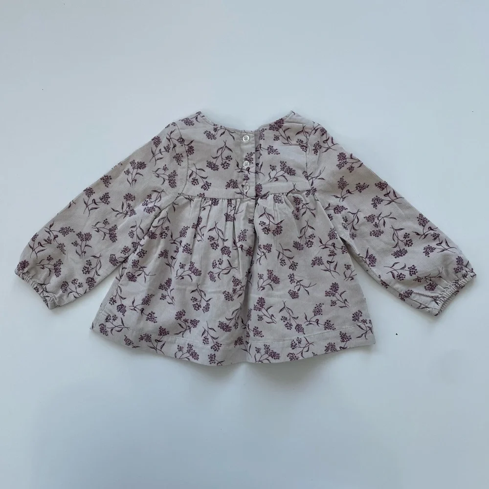 Baby Gap Baby Girl Cream Corduroy Red Floral Tops LOT OF TWO Size 6-12 Months